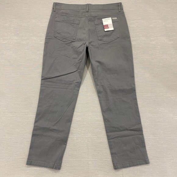 Calvin Klein Chino Pants Mens 36 x 30 Gray Slim Fit Straight Flex Waist Cotton - Picture 3 of 13